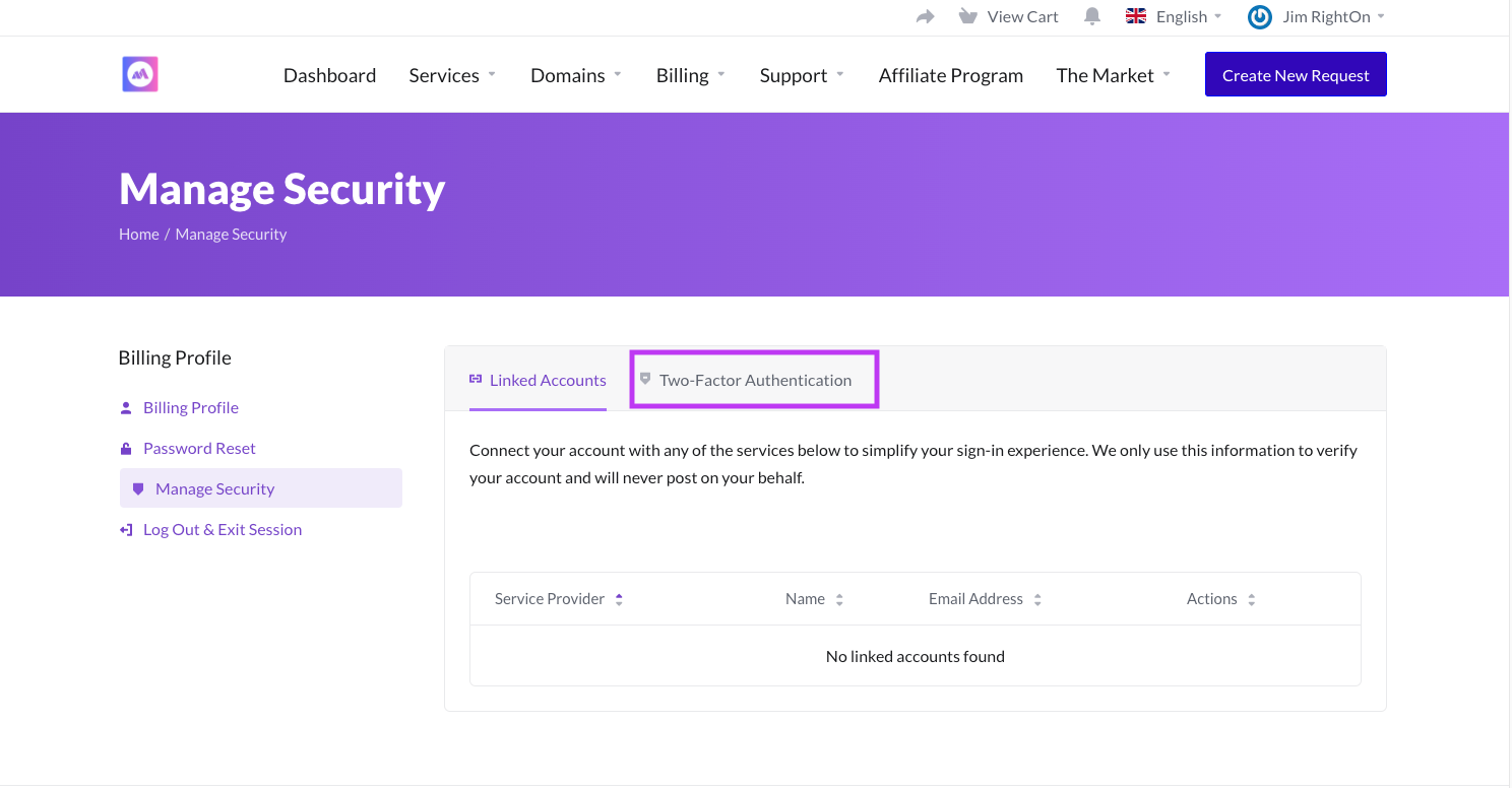 Select Two-Factor Authentication